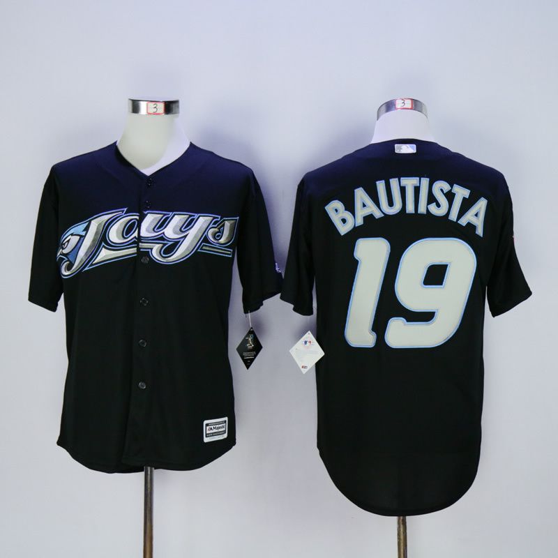 Men Toronto Blue Jays 19 Bautista Black Throwback MLB Jerseys